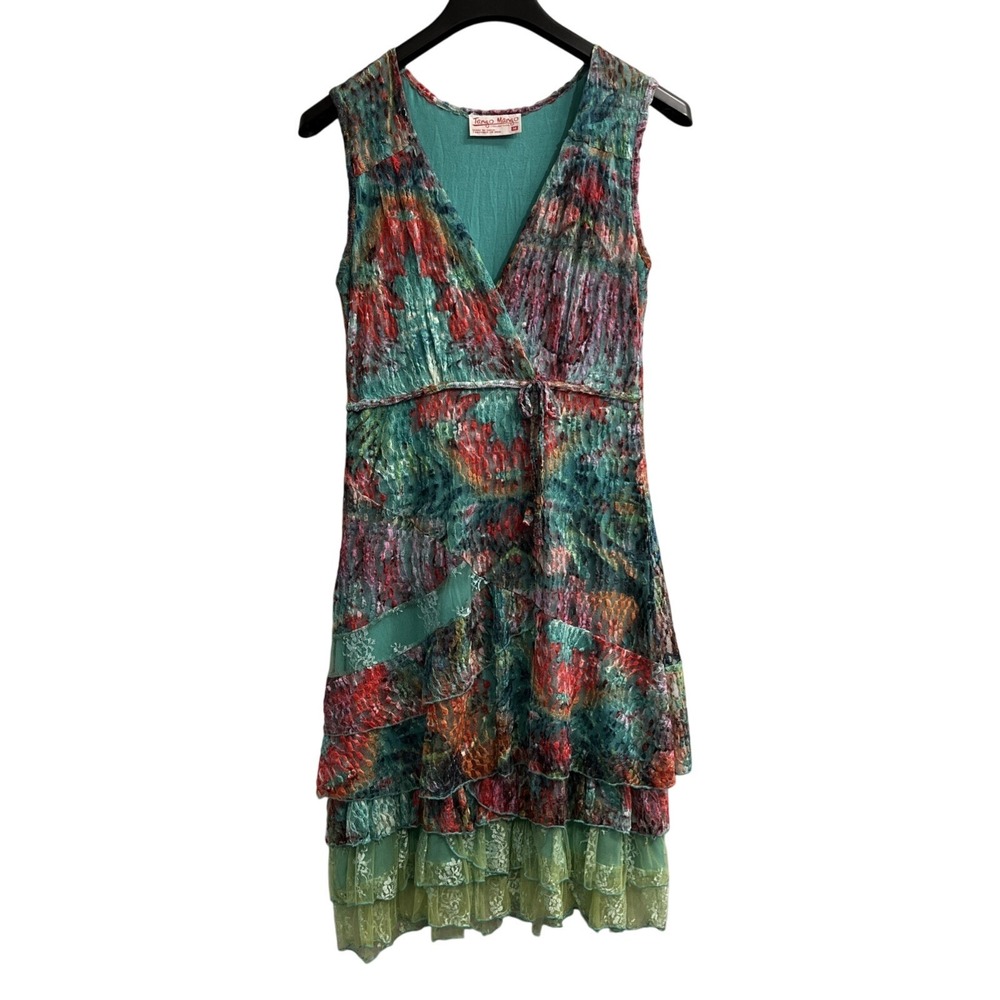 Tango Mango Y2K‎ Dress Womens M Colorful Mesh Overlay Asymmetrical Fairy Whimsy